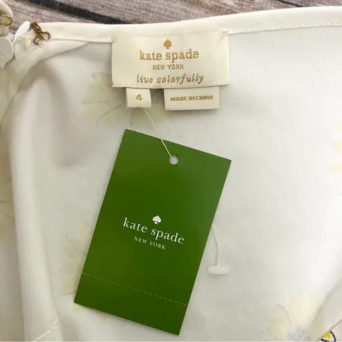 Kate Spade  White Yellow Sleeveless Daisy Dot Bow Peplum Top 4 New With Flaws