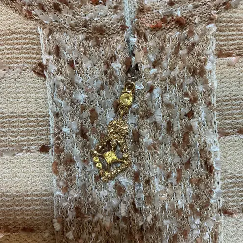 Marisa K Wool Blend Short Sleeve Tweed Knit Top Dressy Career Elegant sz M Tan Size M