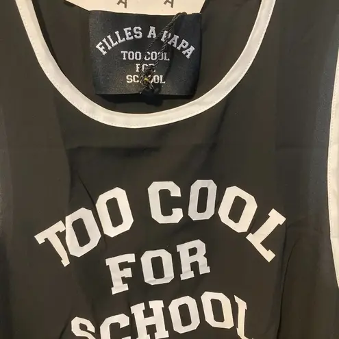 Filles a Papa FAP women's size II (medium) TOO COOL FOR SCHOOL wide arm tank top Black