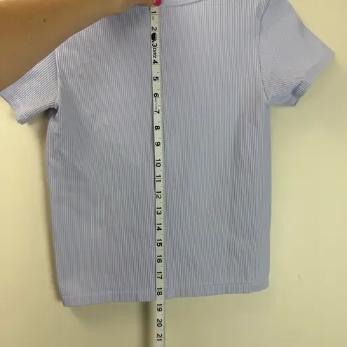 Elodie Fitted Stretch Short Sleeve V-Neck Lavender Top | Size L-XL