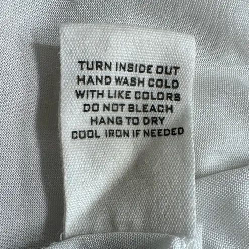 Mine White Mini Dress w/ Tan Polka Dots and Ruffled Hem & Sleeves Women’s Large