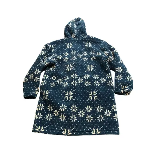 Vintage 90s LL Bean‎ Native Deep Pile Jacket Button Fleece USA Made Long Medium Blue