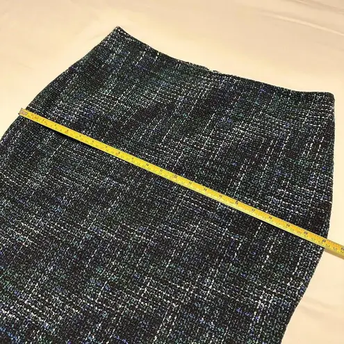 Karl Lagerfeld Size 14 Blue/Black Patterned Tweed Pencil Skirt
