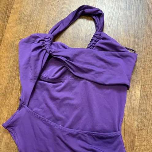 ZARA NWT  Asymmetric Swimsuit Sz Small Purple One Piece One Shoulder