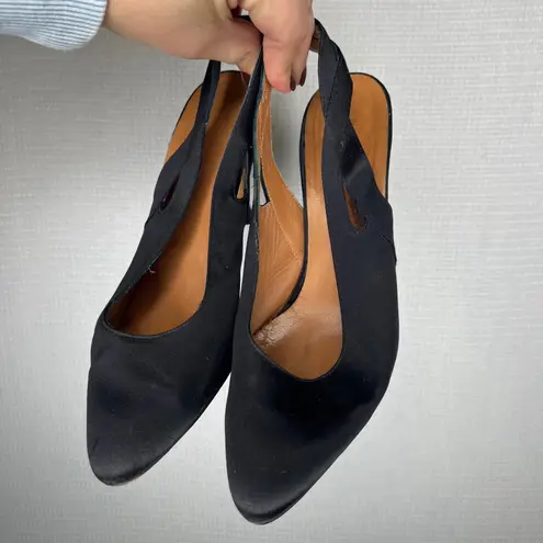 Giorgio Armani Black Satin Slingback Heels Size 38.5