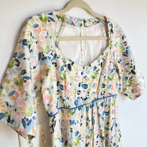 Handmade Womens M Cream Floral Watercolor Babydoll Dress Retro Pinup Coquette