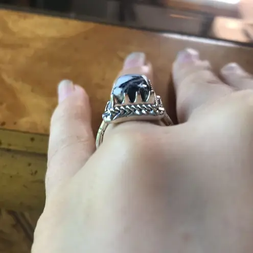 Natural White Buffalo Sterling Silver Ring Size 7