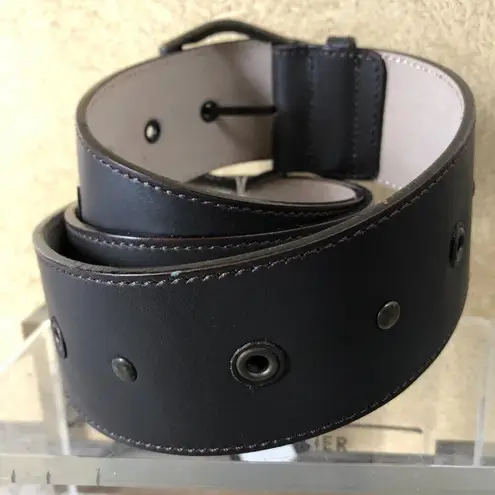 Donald Pliner Belt Expresso Leather Metal Studs 2" Wide Adjustable New NWT $190 Brown