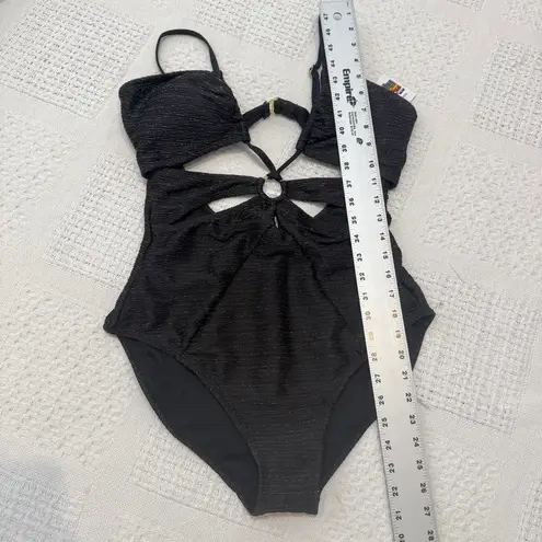 Time and Tru large cut out keyhole metallic shimmer one piece swimsuit SW 3030 Black