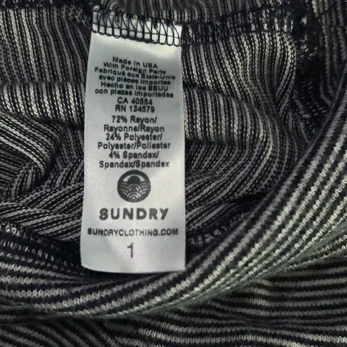 Sundry Soft Navy White Striped with Embroidered Cherries Long Sleeve Top Size 1