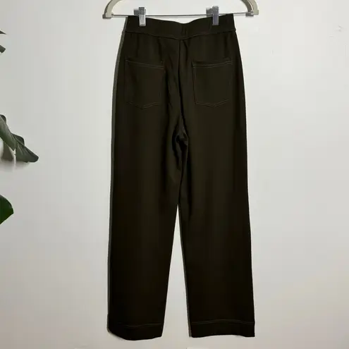 Halara High Waisted Straight Leg Button Pants XS Olive Green Forest Night NWT