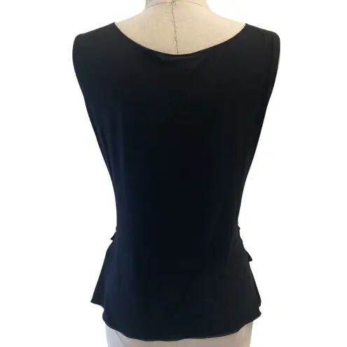 Armani Collezioni Armani black stretch sleeveless top, ladies 10 gathered drape belt detail knit