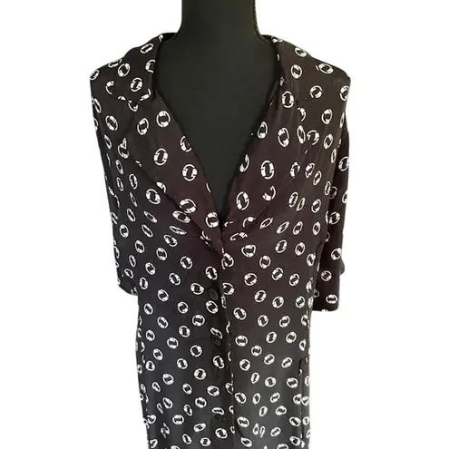 Vintage Kathryn Deene Black & White Graphic Print Duster Dress – Size 2X
