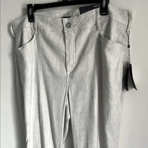 NYDJ New Women’s Linen Blend Slubby Striped Career Brunch Trouser Pants