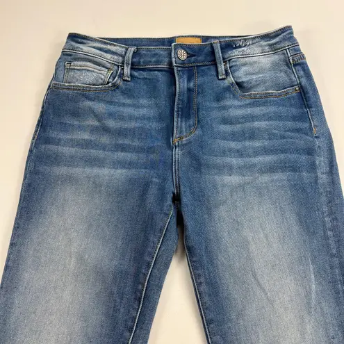 Driftwood Colette Flannel Cuff Straight Leg Mid Rise Medium Wash Jeans Size 29