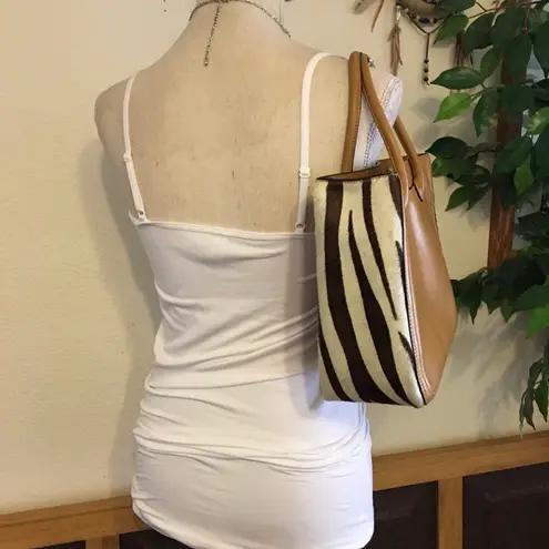 Adrienne Vittadini genuine leather hide satchel