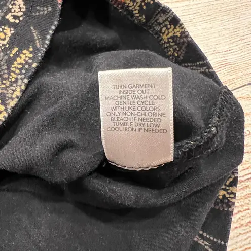 Christopher & Banks Petite Long Sleeve Tree Black Multi Colored Top Size PS