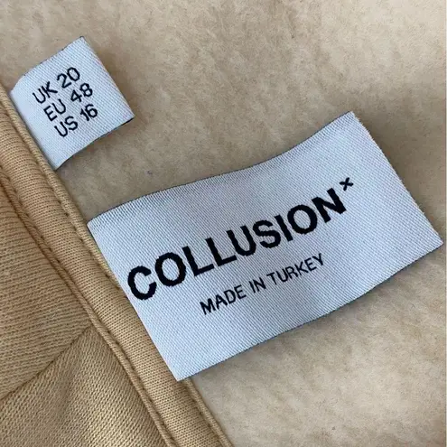 ASOS COLLUSION by  Pale Yellow/Cream Cropped Front Zip Streetwear Hoodie Size 16