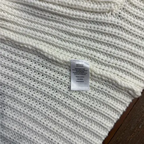 Haven Well Within Shaker Stitch Cable Knit Sleeve Cotton Blend Cardigan Sz M 💛🍄 White Size M