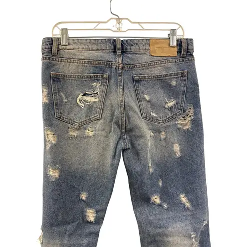 ZARA  Trafaluc Cropped Distressed Jeans Button Fly Women's 28