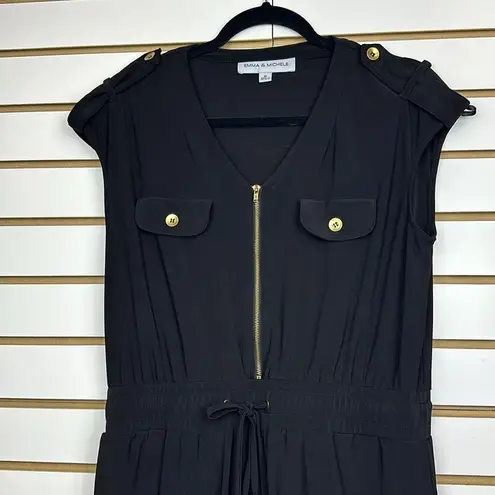 Emma & Michelle Emma And Michele Short Sleeve Romper - Black - Size Medium