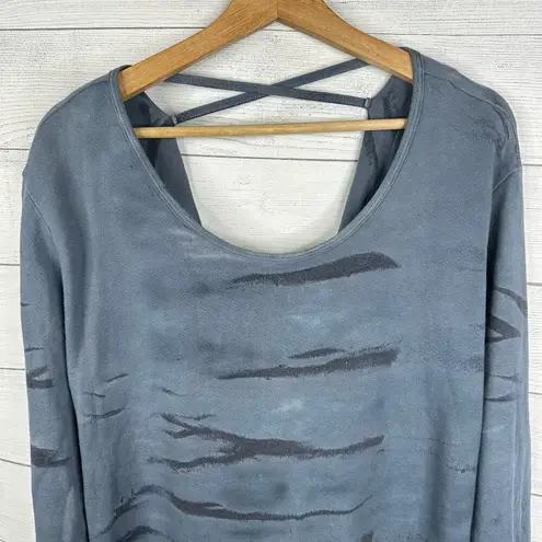 prAna Womens size Medium Deelite Pullover Sweatshirt Drape Back Blue w2deel116