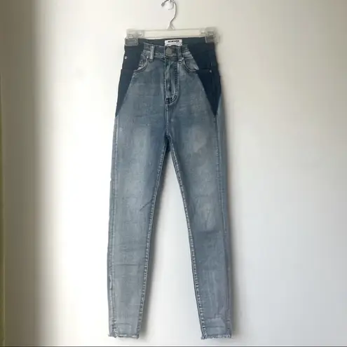 One Teaspoon One X  Super High Waist Freebirds II Two Tone Skinny Jeans 23"