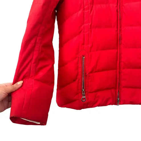 BOGNER Down Ski Jacket Fur Hood Red Sz 8