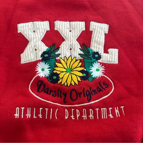 Vintage Embroidered Athletic Red Graphic Women's Crewneck Sweater Size XL