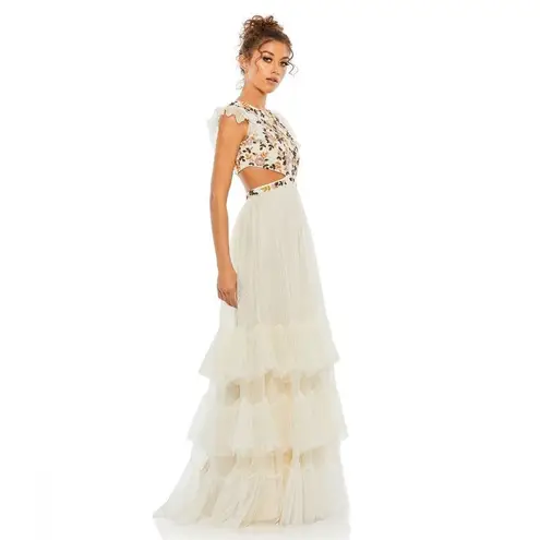 Mac Duggal 35106 Embroidered Bodice Cap Sleeve Gown Dress