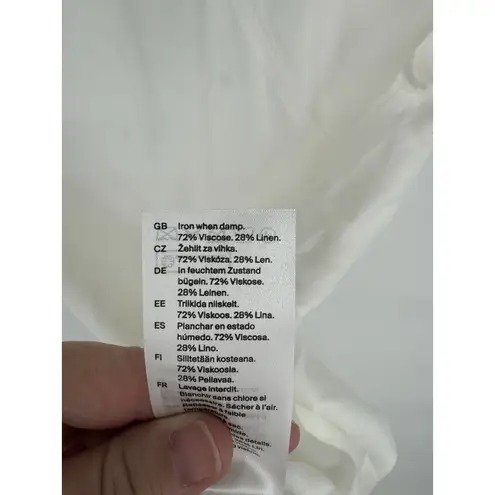 COS Draped Asymmetric Maxi Dress White Size 2 Linen Minimalist