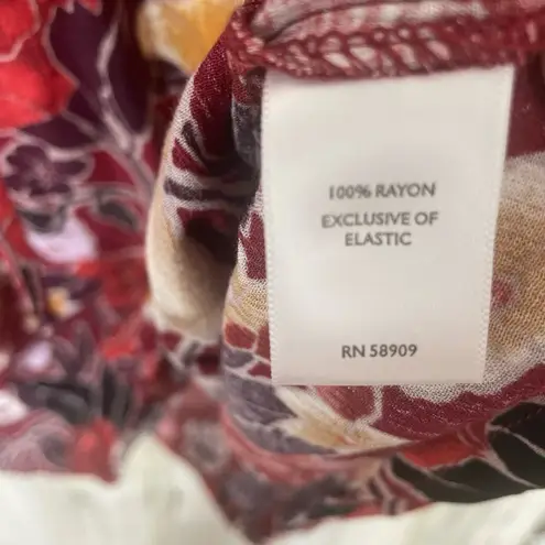 Westbound Nurture Woman Boho Floral Smocked Blouse size 3XL Burgundy Long Sleeve