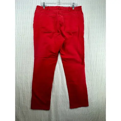 Ruby Rd  Sz 12 Red Denim Jeans 5-Pocket Mid-Rise Straight Leg Elastic Waist