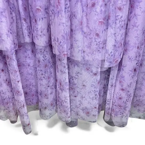 Lavender floral print Tiered Off
