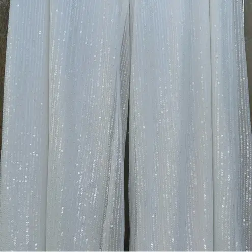 12th Tribe NWT  ACOA Sequin Wide Leg White Pants Sz L - Image 6