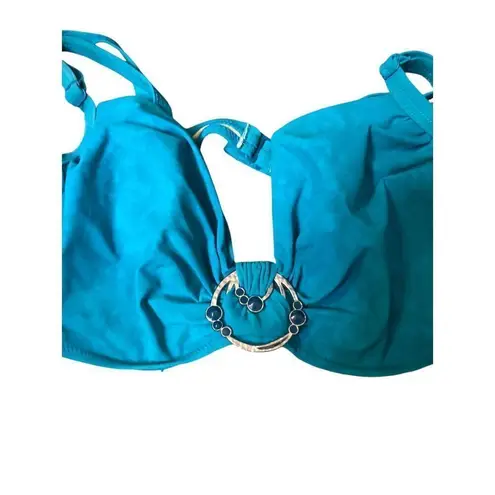 Medallion Profile turquoise bikini top with silver medallion center adjustable s Blue Size undefined
