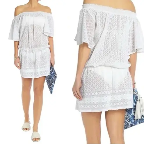 Melissa Odabash Michelle Off The Shoulder Embroidered Mini Dress White