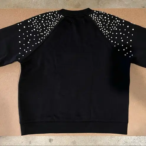 Ba&sh Cheek Noir Rhinestone Crewneck Sweatshirt, Black, Size M