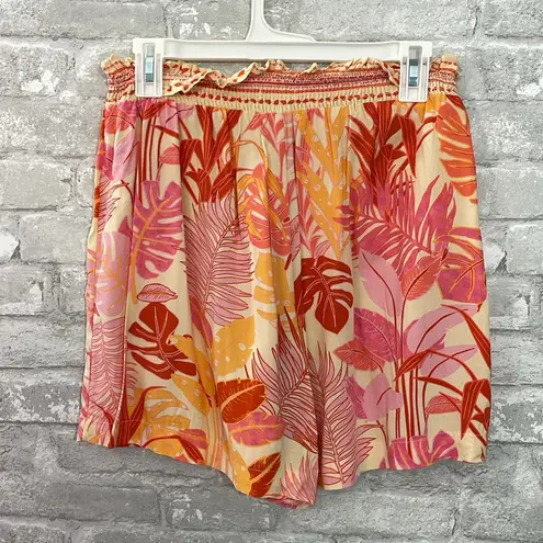 Haute Hippie Pink and Orange Tropical Bohemian Peasant Style Short Set