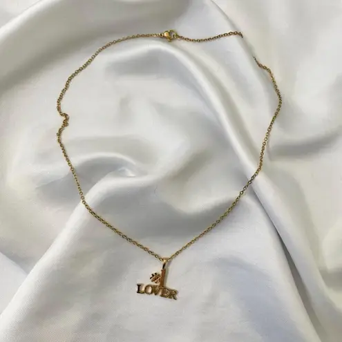 VTG Dainty Gold Toned Coquette "Number 1 Lover" Pendant Necklace