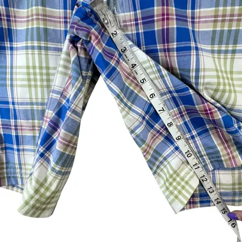 Peter Millar Bermuda Golf Shorts Women 12 Blue Plaid Cotton Casual Preppy Tennis