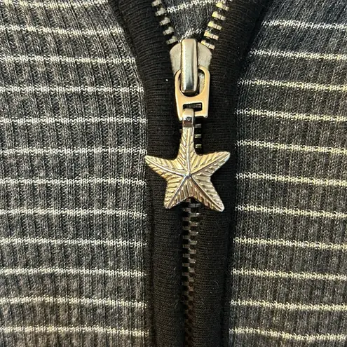 Fresh Produce Ribbed Striped Full Zip Hoodie - dark gray and silver XL