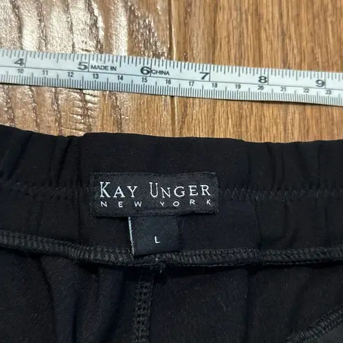 Kay Unger black Scuba pull on big rise tapered pant Large
