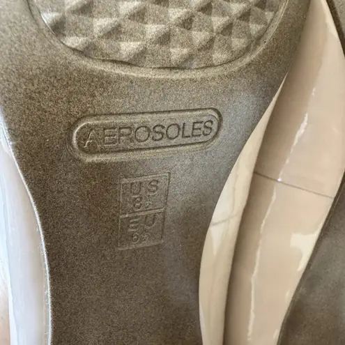 Aerosoles Eye Candy Pump Women's Size 8.5 Nude Faux Patent Leather Block Heel