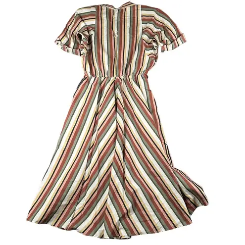 Vtg Rhymes Womens 12 Made in USA Cottagecore Granny Dress NO Belt Button Top Green