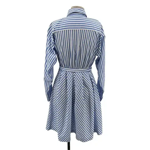 Brooks Brothers Red Fleece Blue White Striped Long Sleeve Shirtdress Size 2