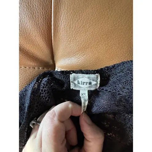 Kirra Black Semi Sheer Lacey Romantic Goth Lacey Fringe Tank Top Size XS