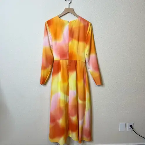 C/MEO Collective Orange Sherbet Blindfold Dress Bow Front Ling Sleeve Chiffon 4