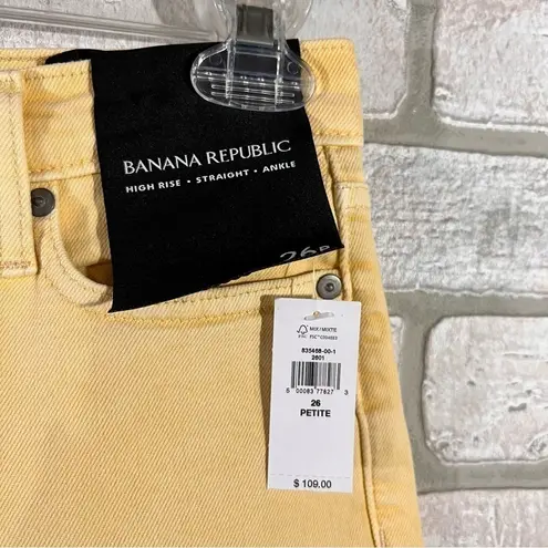 Banana Republic  NWT High Rise Straight Ankle Jeans in Pale Yellow Size 26P