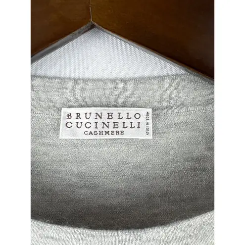 Brunello Cucinelli Women’s Small Light Heather Grey Sparkly Cashmere Shirt